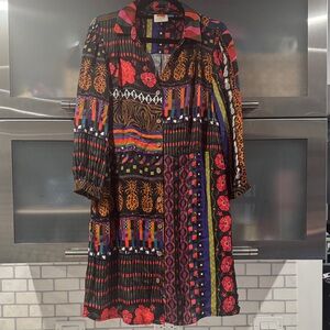 Farm Rio for Anthropologie Patchwork Print Shirt Dress – Size M